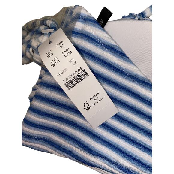 New J. Crew Textured Striped Bandeau Bikini Swim Bathing Suit Top Womens Size 2X - Picture 5 of 7